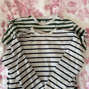 Zara Kids Long Sleeve Tees - Green and Navy Stripes